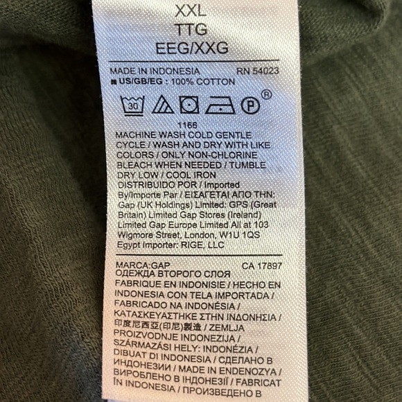 Gap t-shirt dress tunic XXL pocket tee embellished floral hand sewn army green - Picture 8 of 8